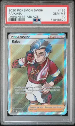 PSA 10 GEM MINT Kabu 186/189 SWSH Darkness Ablaze Full Art Trainer Pokemon 2020 - Image 1