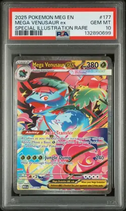 2025 POKEMON MEG EN MEGA VENUSAUR Ex SPECIAL ILLUSTRATION RARE PSA 10 #177 - Image 1