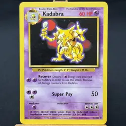 Kadabra - 32/102 - Base Set - Unlimited - Uncommon - Pokemon TCG - WOTC - Played - Image 1