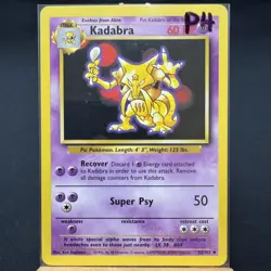 Kadabra - 32/102 - Base Set - Unlimited - Uncommon - Pokemon TCG - WOTC - Played - Image 3