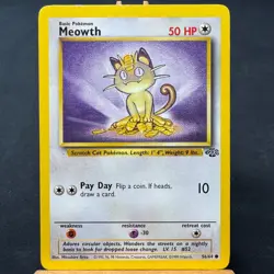 Meowth - 56/64 - Jungle Set - Unlimited - Common - Pokemon - WOTC - Played - Image 1