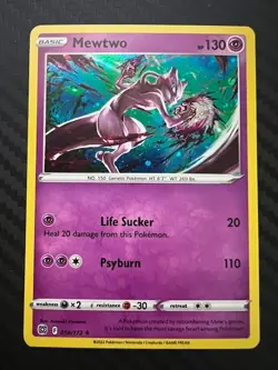 Pokemon Mewtwo TCG Cosmo Holo Card Brilliant Stars 056/172 NM - Image 1