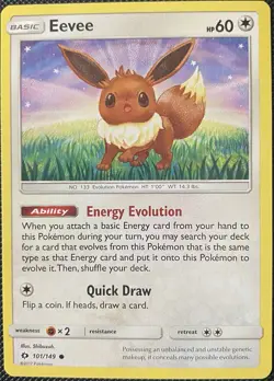 Eevee 101/149 Sm Base Set Regular - Pokemon Card - Image 1