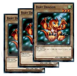 Yugioh - Baby Dragon x 3 - NM - Plus Free Holographic Card - Image 1