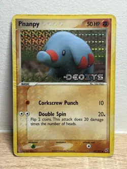 Phanpy 69/107 EX Deoxys Reverse Holo Foil Stamped Pokemon Card Yuka Morii Art HP - Image 1