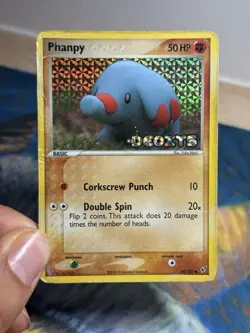 Phanpy 69/107 EX Deoxys Reverse Holo Foil Stamped Pokemon Card Yuka Morii Art HP - Image 3