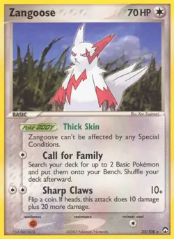 Zangoose 25/108 EX: Power Keepers Pokemon Card NM - Image 1