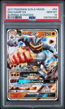 PSA 10 MACHAMP GX 64 BURNING SHADOWS SUN & MOON POKEMON - Image 1