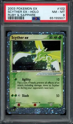 Pokemon Scyther ex Holo 2003 EX Ruby & Sapphire #102 PSA 8 NM-MT - Image 1