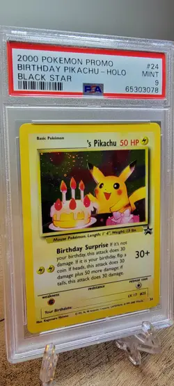 PSA 9 MINT 2000 *ORIGINAL* Birthday Pikachu Black Star 24 Holo Vintage Pokemon - Image 2