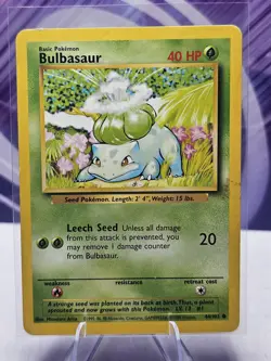 BULBASAUR - Base Set - 44/102 - Common - Pokemon Card - Unlimited Edition - MP - Image 1
