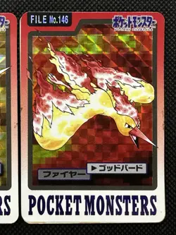 Pokemon Articuno Zapdos Moltres Carddass No. 144 145 146 Japanese card 1997 - Image 4