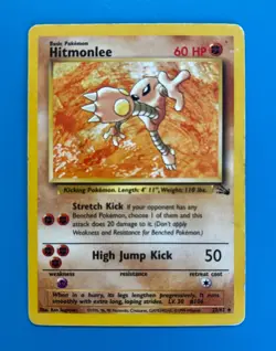 Hitmonlee #22 Pokemon - Fossil Set Non-Holo Rare, Vintage Card 1999 WoTC - Image 1