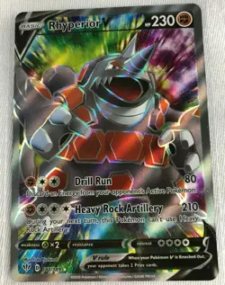 Rhyperior V FULL ART ULTRA RARE 181/189 Pokemon SWSH Darkness Ablaze Holo NM - Image 1