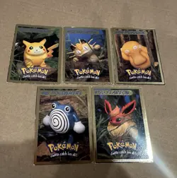 Pokemon Hasbro Spotlight Cards Pikachu, Flareon, Poliwhirl, Meowth, Psyduck - Image 1