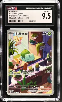 Pokemon GRADED 2024 Bulbasaur 143/142 Stellar Illustration Rare M+ 9.5 CGC - Image 1