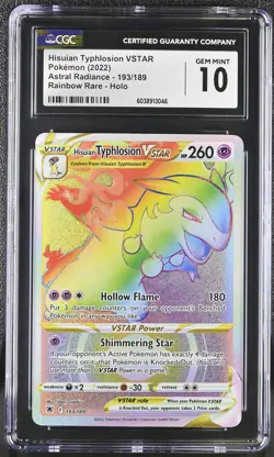Pokemon GRADED 2022 Hisuian Typhlosion VSTAR 193/189 Astral Rainbow GM 10 CGC - Image 1