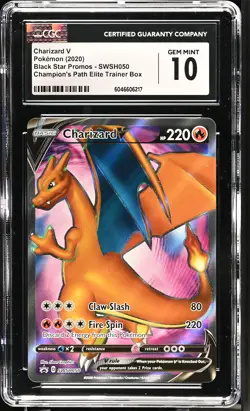 Pokemon GRADED 2020 Charizard V SWSH050 Champion's Path ETB Promo GM 10 CGC - Image 1