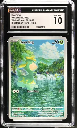Pokemon GRADED 2025 Deerling 091/086 White Flare Illustration Rare GM 10 CGC - Image 1