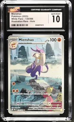Pokemon GRADED 2025 Mienshao 134/086 White Flare Illustration Rare GM 10 CGC - Image 1
