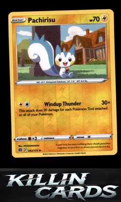 Reverse Holofoil Pachirisu 052/172 Pokemon Uncommon SWSH09: Brilliant Stars Card - Image 1