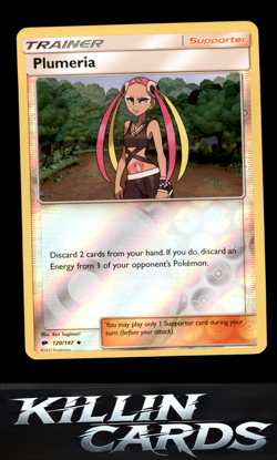 Reverse Holofoil Plumeria 120/147 Pokemon Uncommon SM - Burning Shadows Card NM - Image 1