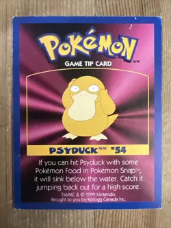 Pokemon: PSYDUCK #54 [Game Tip Card] - [Kellogg's Canada Cereal Promo (1999)DMG - Image 1