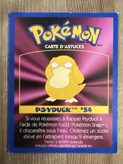 Pokemon: PSYDUCK #54 [Game Tip Card] - [Kellogg's Canada Cereal Promo (1999)DMG - Image 2
