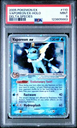 2005 POKEMON EX DELTA SPECIES #110 VAPOREON EX-HOLO PSA 9 - Image 1