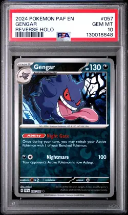2024 POKEMON PAF EN-PALDEAN FATES REVERSE HOLO #057 GENGAR PSA 10 - Image 1