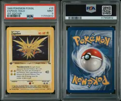 1999 Pokemon Fossil Zapdos Holo Rare 1st Edition 15/62 PSA 9 MINT - Fresh Grade! - Image 2