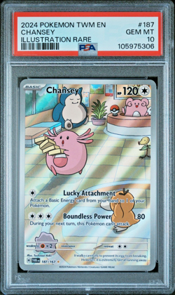 2024 POKEMON TWM EN-TWILIGHT MASQUERADE 187 CHANSEY ILLUSTRATION RARE PSA 10 GEM - Image 1