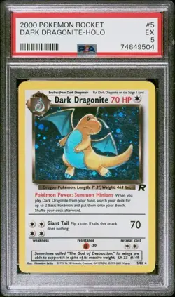 2000 Pokemon Team Rocket Dark Dragonite Holo 05/82 PSA 5 - Image 1