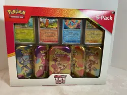 Pokemon TCG Scarlet & Violet 151 Costco 5 Pack Mini Tins Bundle OPEN BOX, VGC - Image 1