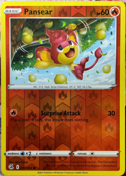 Pansear Reverse Holo - 037/264 - Fusion Strike Pokemon 2021 - Image 1