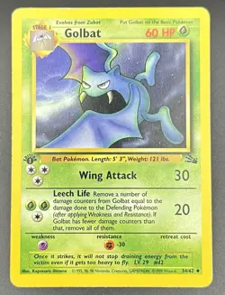 Pokemon TCG Golbat 34/62 1st Edition Fossil MP English Card - Image 2