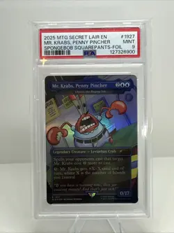 2025 MTG SECRET LAIR X SPONGEBOB 1927 MR. KRABS, PENNY PINCHER FOIL PSA 9 Mint - Image 1