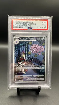 2025 POKEMON DRI EN-ILLUSTRATION RARE #199 TEAM ROCKET'S WEEZING PSA 9 - Image 1