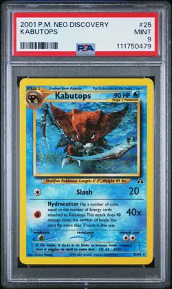 2001 Pokemon Unlimited Kabutops Non Holo Rare - Neo Discovery 25/75 PSA 9 MINT - Image 1