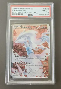 Pokemon TCG Reshiram Full Art RC22 Black and White PSA8 NM-MT - Image 1