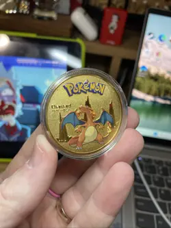 Pokemon Charizard Collectible Coin Gold Tone Metal Medallion Souvenir Rare, Mint - Image 1