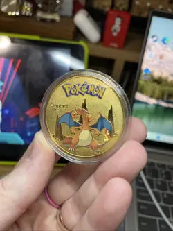 Pokemon Charizard Collectible Coin Gold Tone Metal Medallion Souvenir Rare, Mint - Image 3