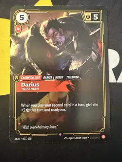 Riftbound Darius Card Origins OGN 027/298 League Of Legends English - Image 1
