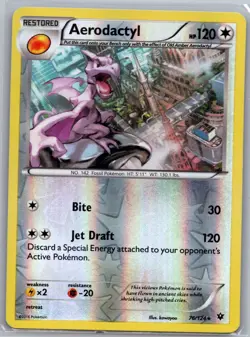 Aerodactyl 76/124 Reverse Holo XY - Fates Collide - Pokemon Card - NM - Image 1