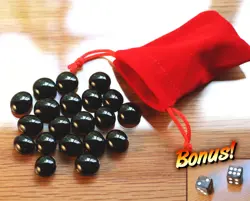 Tiny Red Dice Bag & Black Glass Gem Tokens, Life Counters Gaming Stones MTG - Image 1