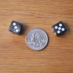 Tiny Red Dice Bag & Black Glass Gem Tokens, Life Counters Gaming Stones MTG - Image 4