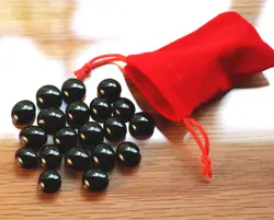 Tiny Red Dice Bag & Black Glass Gem Tokens, Life Counters Gaming Stones MTG - Image 5