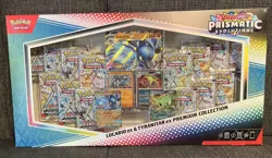 Pokemon TCG Prismatic Evolutions Lucario Ex + Tyranitar Ex Premium Collection - Image 1