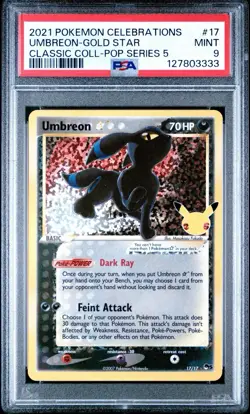 2021 POKEMON CELEBRATIONS CLASSIC COLL #17 UMBREON-GOLD STAR PSA 9 - Image 1