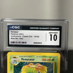 2021 POKEMON CELEBRATIONS CLASSIC HOLO #15/102 VENUSAUR CGC 10 GEM MINT - Image 3